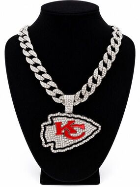NFL Kansas City Chiefs Silver & Red Iced Pendant Necklace